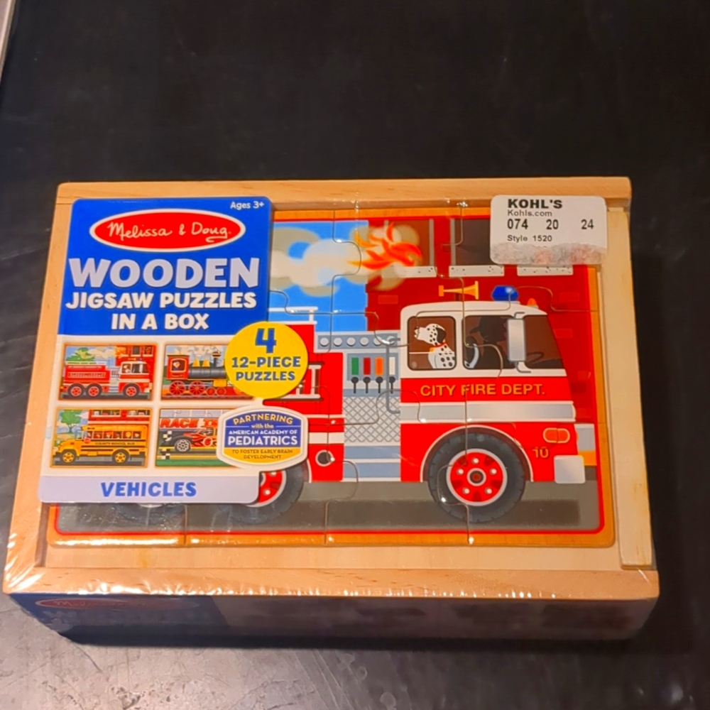 Melissa and Doug wooden jigsaw puzzles in a box